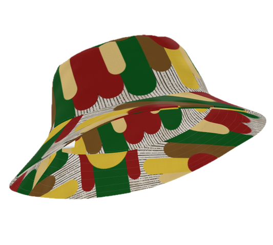 Circles and Sticks Polyester Woven Canvas Bucket Hat