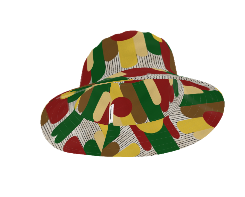 Circles and Sticks Polyester Woven Canvas Bucket Hat