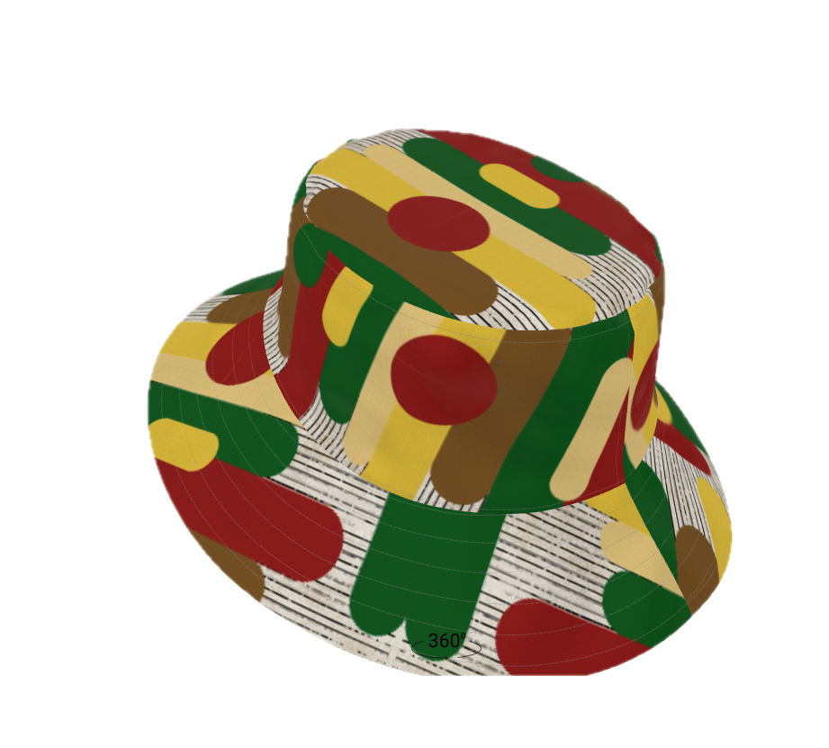 Circles and Sticks Polyester Woven Canvas Bucket Hat