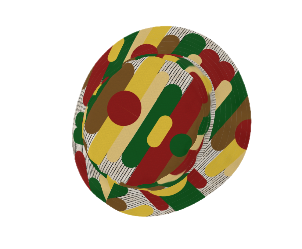 Circles and Sticks Polyester Woven Canvas Bucket Hat