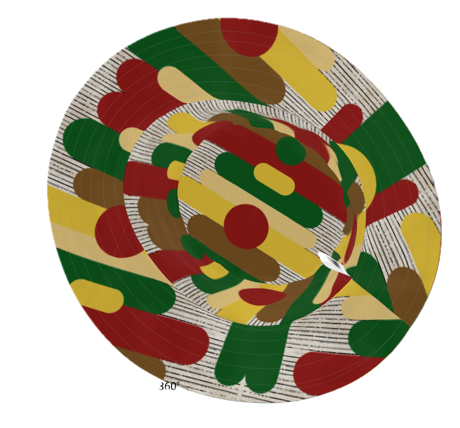 Circles and Sticks Polyester Woven Canvas Bucket Hat