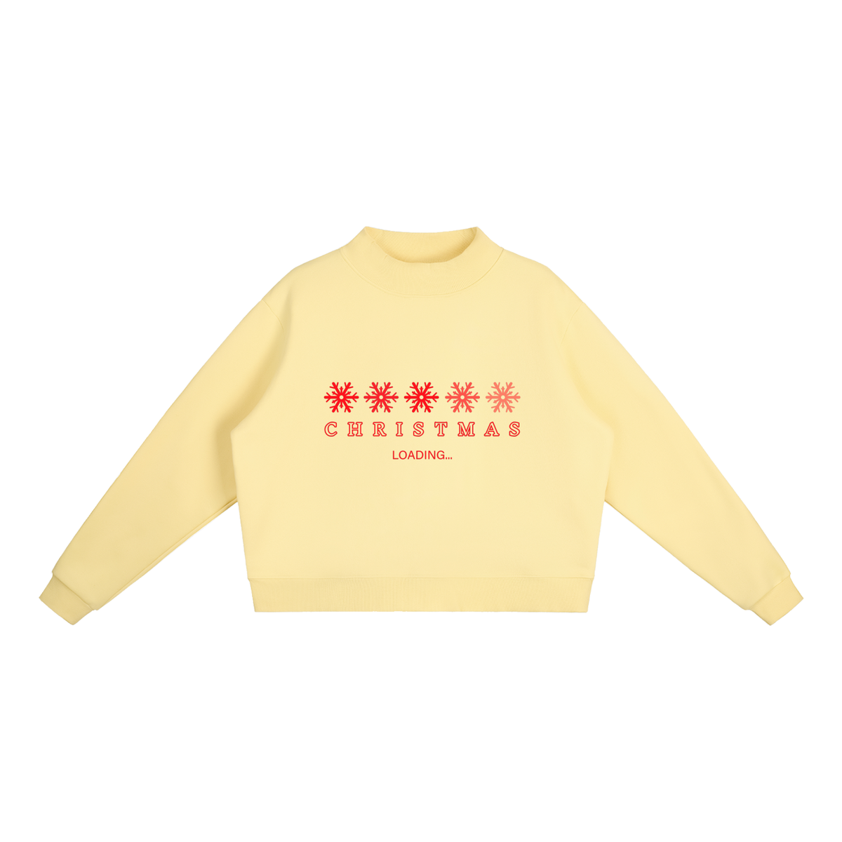 Christmas is Loading Fleece Mock-Neck Crew Sweatshirt