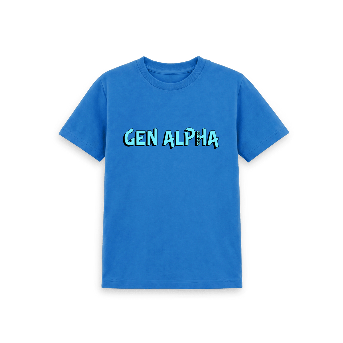 Bright Blue Printed Kids T-Shirt Front