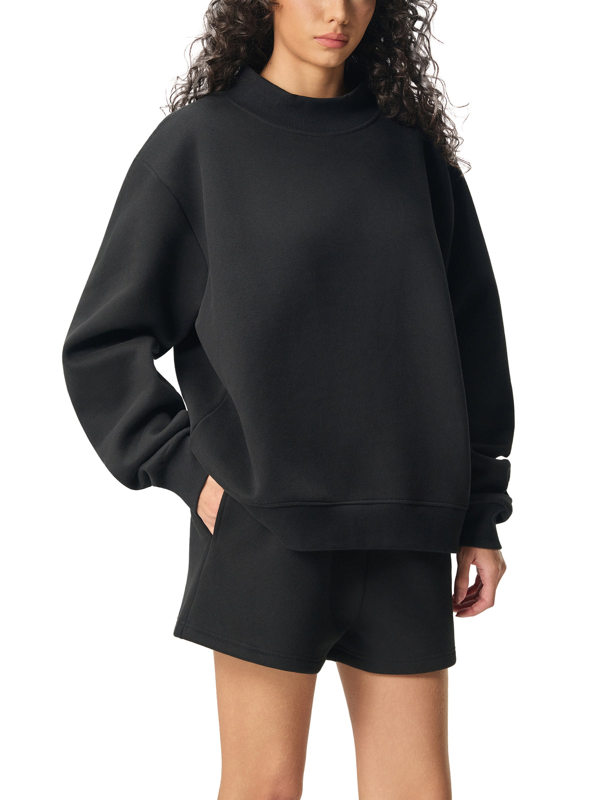 Christmas Loading Fleece Mock-Neck Crew Sweatshirt